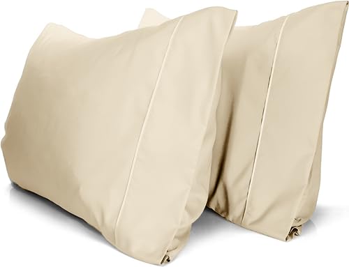 LuxClub Collection Pillowcases 2 Pack Eco Friendly Wrinkle Free Cooling Pillow Cases with Satin Trim Machine Washable Hotel Bedding Silky Soft