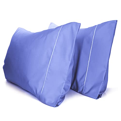 a pair of blue pillows