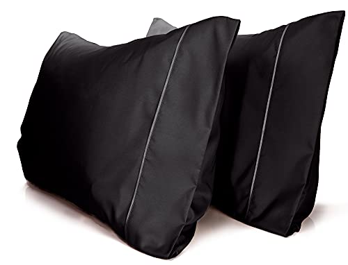 a pair of black pillows