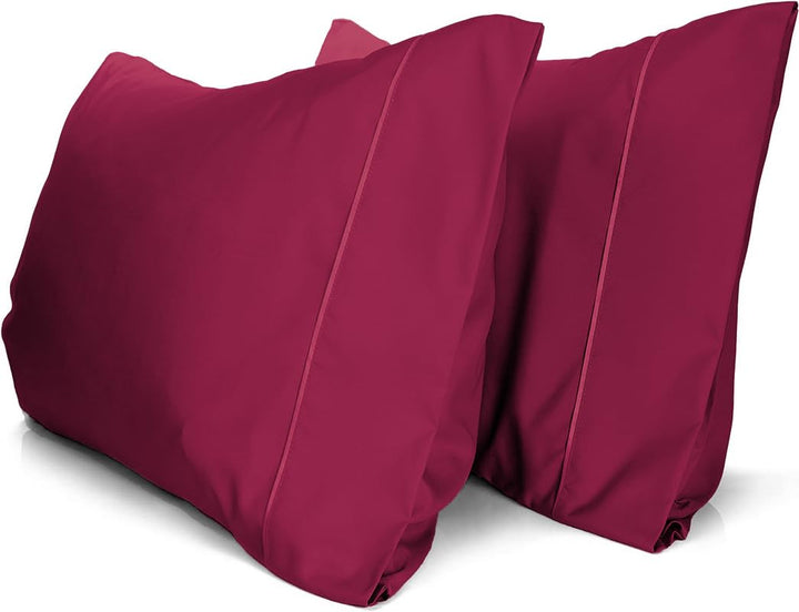 a pair of red pillows