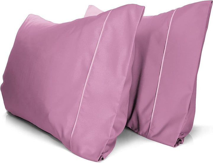 a pair of pink pillows