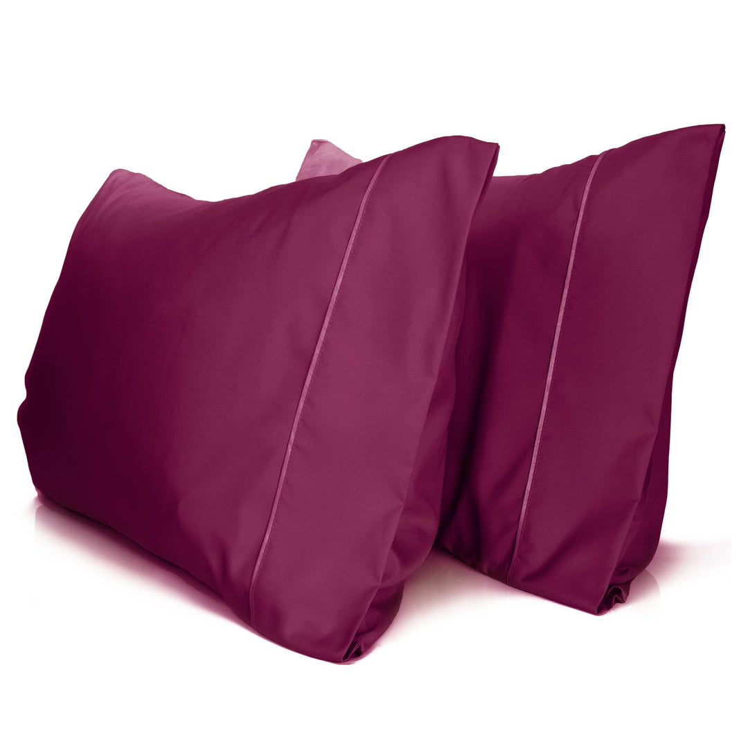 a pair of purple pillows