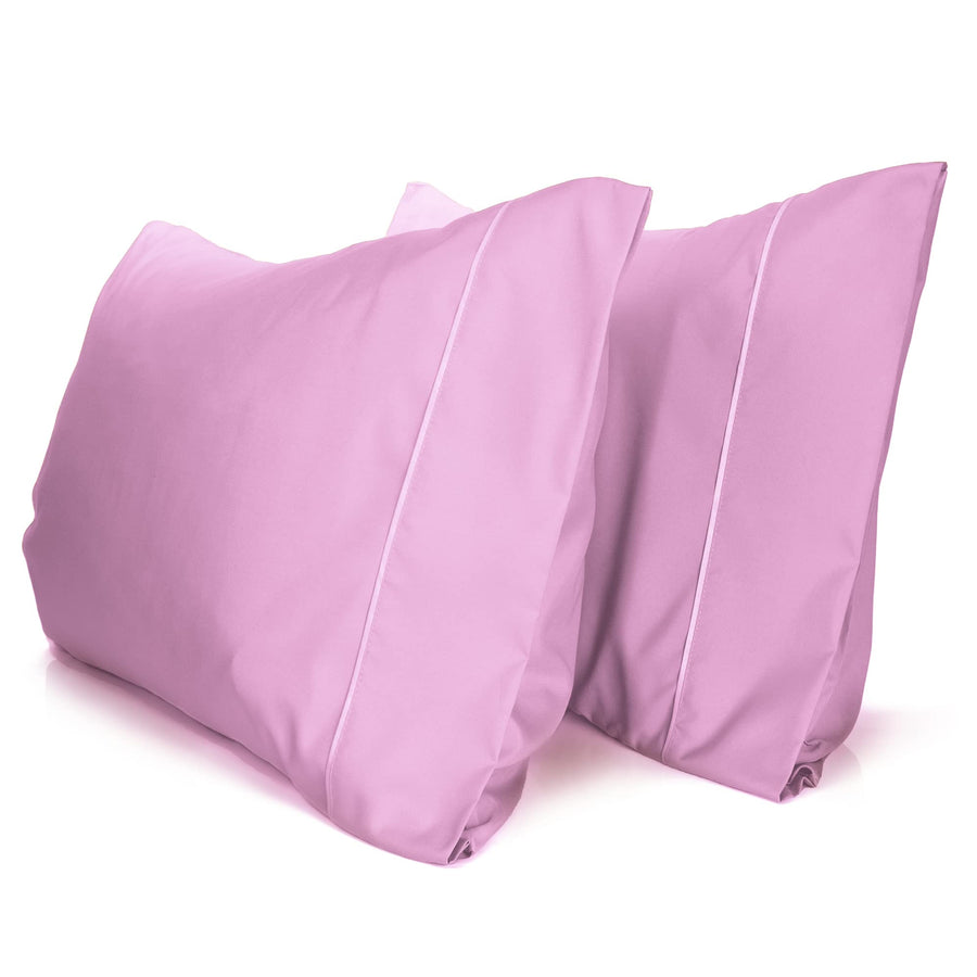 a pair of pink pillows