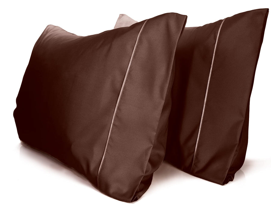 a pair of brown pillows