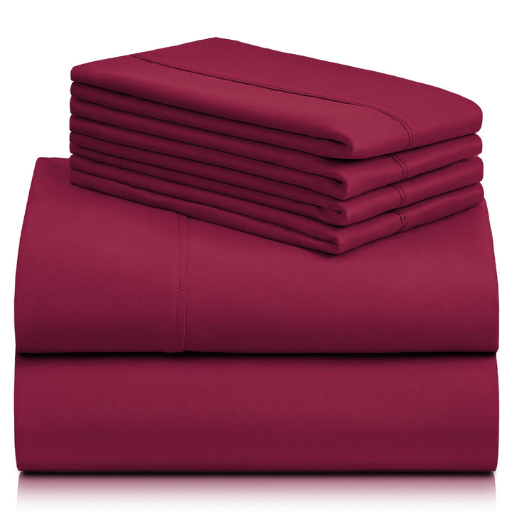 a stack of red sheets