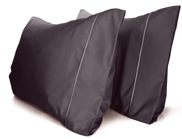 a pair of black pillows