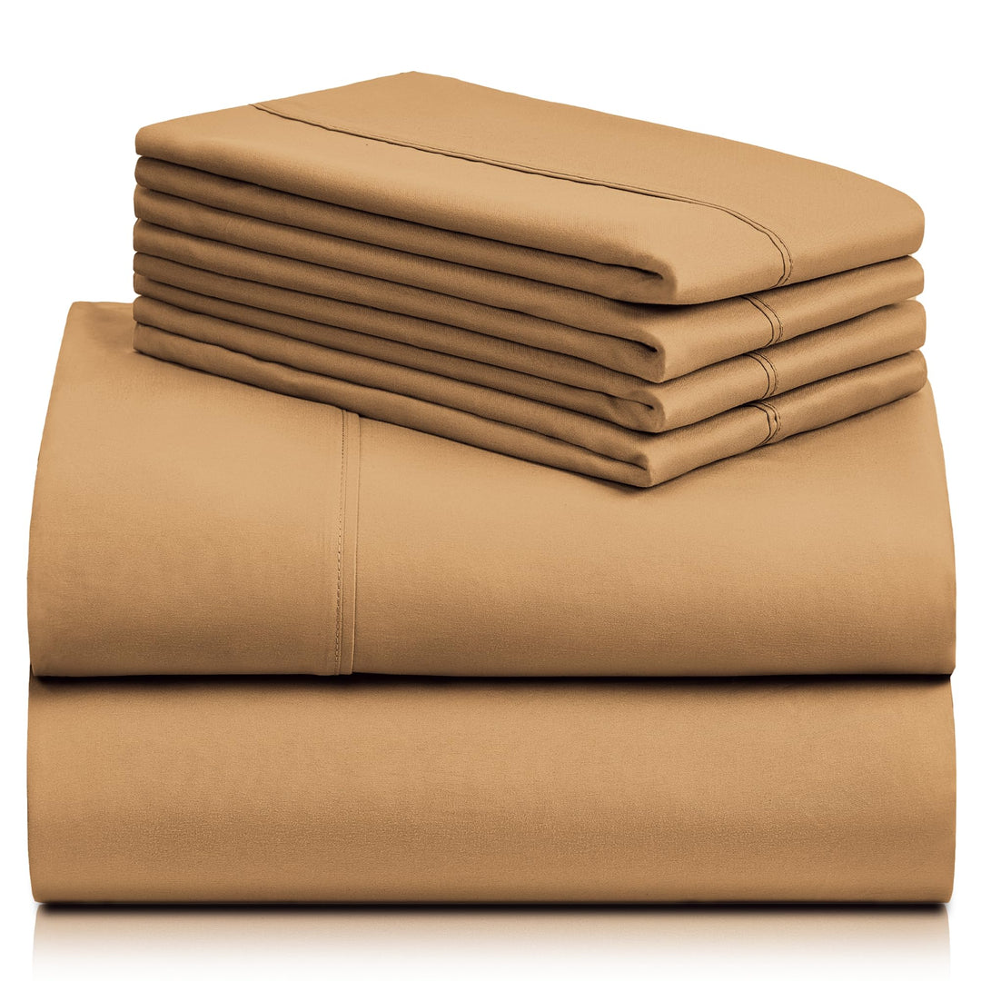 a stack of brown sheets