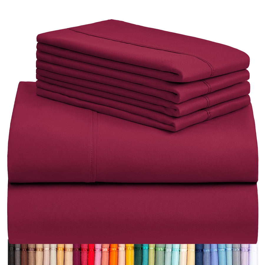 a stack of red sheets