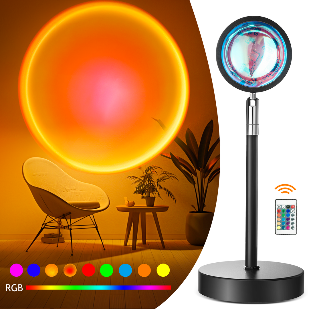 a lamp with a round light with text: 'W RGB'
