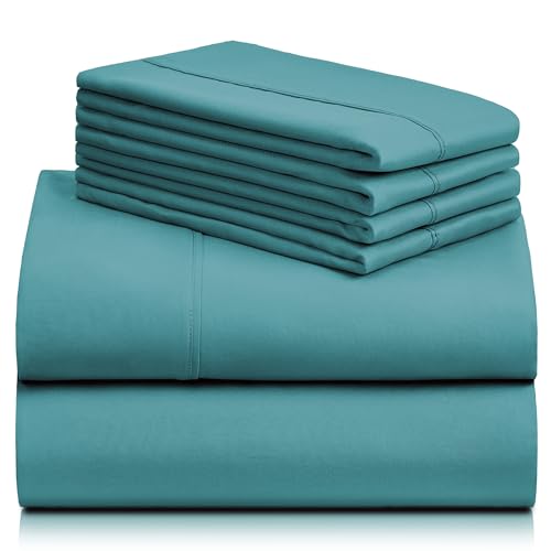 a stack of blue sheets