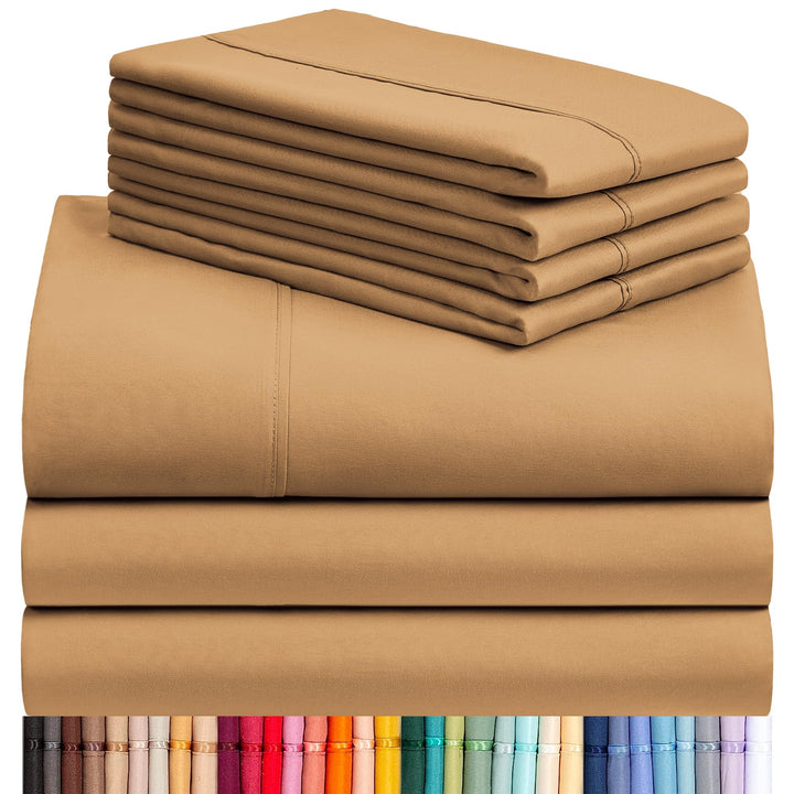 a stack of brown sheets