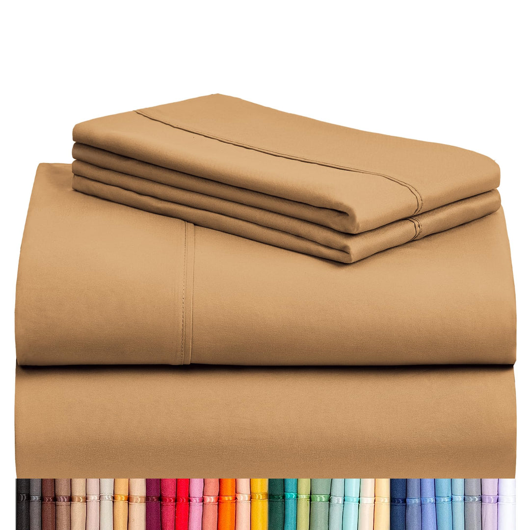 a stack of brown sheets