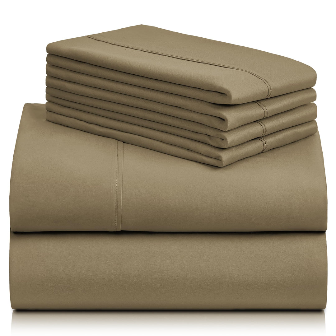 a stack of folded bed sheets