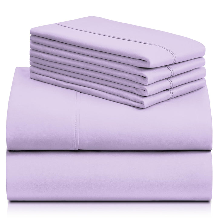 a stack of purple sheets