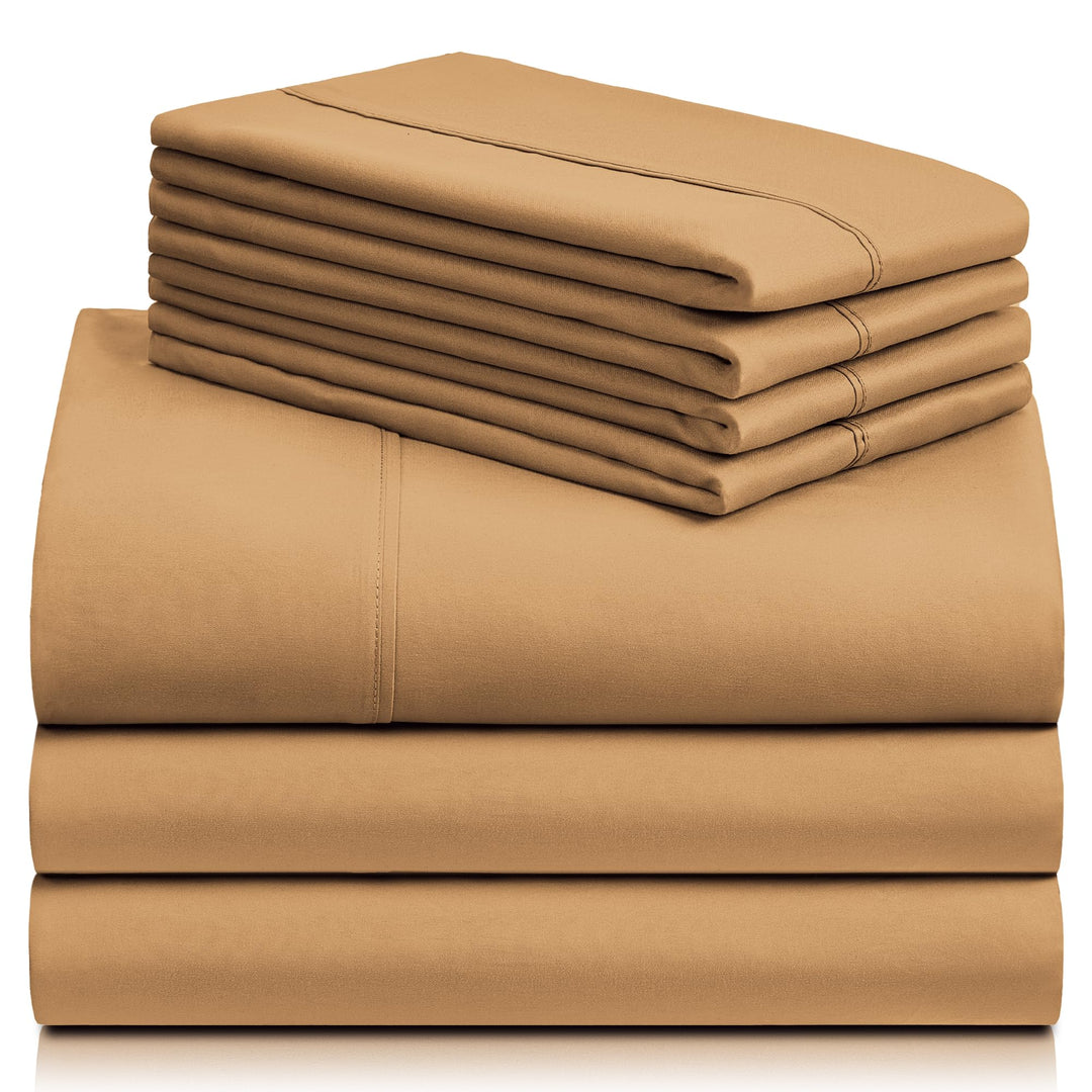 a stack of brown sheets